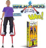 geospace original walkaroo 'wee' balance stilts for little kids & beginners (ages 4+), adjustable height, active play - assorted colors (red or blue) логотип