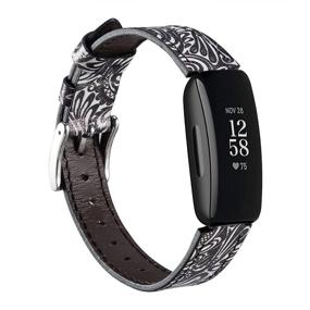 img 4 attached to 👉✨ IMPAWFAN Leather Bands: Stylish Replacement Bracelets for Fitbit Inspire Trackers - Women and Men's Classic Wristbands, Pattern 01
