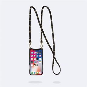 img 1 attached to 📱 Black Leather Bandolier Sarah Crossbody Phone Case and Wallet with Gold Detail - Compatible with iPhone 12 Pro Max