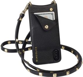 img 4 attached to 📱 Black Leather Bandolier Sarah Crossbody Phone Case and Wallet with Gold Detail - Compatible with iPhone 12 Pro Max