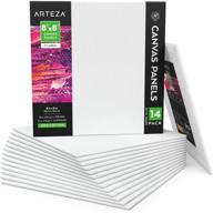 arteza 8x8 inch canvas boards for painting - pack of 14, square blank canvas panels 100% cotton, pre-primed with 8 oz gesso. ideal art supplies for acrylic pouring and oil painting logo