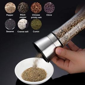 img 3 attached to 🧂 Conworld Salt and Pepper Grinder Set: Stainless Steel Shakers with Stand - Adjustable Coarseness