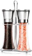 🧂 conworld salt and pepper grinder set: stainless steel shakers with stand - adjustable coarseness logo