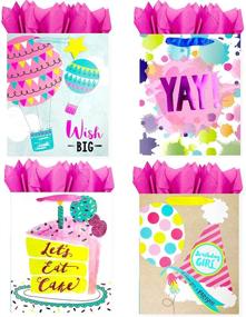 img 4 attached to Blue House Group Premium Birthday Gift Bags + Tissue 🎁 Paper: Perfect Birthday Girl Surprise with 4 Large Bags + Tissue