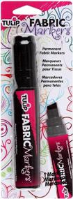 img 1 attached to 🖍️ Bold & Child-Safe TULIP Non-Toxic Fabric Marker - Black Jumbo Chisel Tip, Minimal Bleed & Fast Drying - Premium Quality for Clothes, Shoes, Bags & More