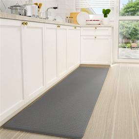 img 4 attached to 🌈 Color & Geometry Kitchen Rugs: Non-Skid, Waterproof Comfort Mats - Grey, 17"x79" Runner Rug