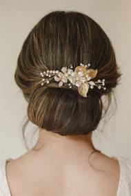 img 3 attached to 💍 Handmade Bridal Hair Clip - Gold Wedding Hair Comb Accessory for Women by SWEETV