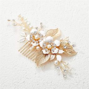 img 1 attached to 💍 Handmade Bridal Hair Clip - Gold Wedding Hair Comb Accessory for Women by SWEETV