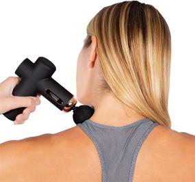 img 3 attached to 💆 Copper Fit Rechargeable Massage Gun with 4 Attachments - Arm Warmers, Black, Unisex (Standard US)