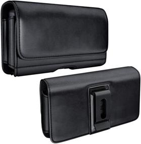 img 3 attached to 📱 De-Bin Belt Case for iPhone 12 Pro - Belt Holster Carrying Case with Clip Pouch, Card & Cash Holder - Black