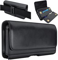 📱 de-bin belt case for iphone 12 pro - belt holster carrying case with clip pouch, card & cash holder - black logo