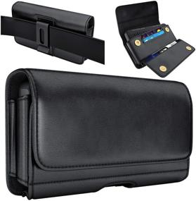 img 4 attached to 📱 De-Bin Belt Case for iPhone 12 Pro - Belt Holster Carrying Case with Clip Pouch, Card & Cash Holder - Black