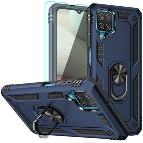 img 4 attached to 📱 Samsung Galaxy A12 Case with HD Screen Protector - YZOK [Military Grade] Kickstand Ring Car Mount Hybrid Hard PC Soft TPU Shockproof Protective Case (Blue)