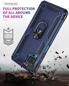 img 1 attached to 📱 Samsung Galaxy A12 Case with HD Screen Protector - YZOK [Military Grade] Kickstand Ring Car Mount Hybrid Hard PC Soft TPU Shockproof Protective Case (Blue)