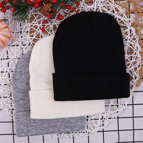 img 2 attached to Cooraby Warm Knit Cuff Skull Beanie Caps for Men or Women - Winter Hat