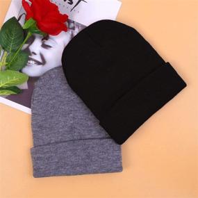 img 1 attached to Cooraby Warm Knit Cuff Skull Beanie Caps for Men or Women - Winter Hat