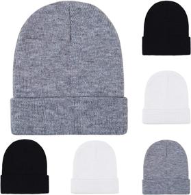 img 4 attached to Cooraby Warm Knit Cuff Skull Beanie Caps for Men or Women - Winter Hat