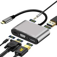 ifmeyasi адаптер usb c к hdmi vga 4k - 5-в-1 тип c хаб с usb 3.0, аудио, зарядка pd - совместим с macbook, nintendo switch, samsung логотип