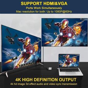 img 2 attached to ifmeyasi адаптер USB C к HDMI VGA 4K - 5-в-1 тип C хаб с USB 3.0, аудио, зарядка PD - Совместим с MacBook, Nintendo Switch, Samsung