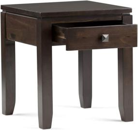 img 2 attached to SOLID WOOD 18 inch wide Square Contemporary End Side Table in Mahogany Brown with Storage, 1 Drawer, for Living Room and Bedroom by SIMPLIHOME Cosmopolitan