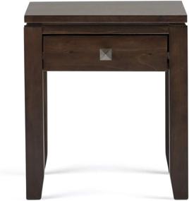 img 1 attached to SOLID WOOD 18 inch wide Square Contemporary End Side Table in Mahogany Brown with Storage, 1 Drawer, for Living Room and Bedroom by SIMPLIHOME Cosmopolitan