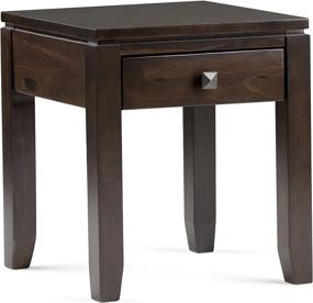 img 4 attached to SOLID WOOD 18 inch wide Square Contemporary End Side Table in Mahogany Brown with Storage, 1 Drawer, for Living Room and Bedroom by SIMPLIHOME Cosmopolitan