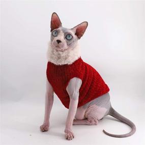 img 1 attached to 🐈 Winter Warm Faux Fur Sweater Outfit for Sphynx Cats, Fashionable High Collar Coat for Cats, Pajamas and Apparel for Small Dogs, Hairless Cat Shirts and Sweaters