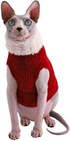 img 4 attached to 🐈 Winter Warm Faux Fur Sweater Outfit for Sphynx Cats, Fashionable High Collar Coat for Cats, Pajamas and Apparel for Small Dogs, Hairless Cat Shirts and Sweaters