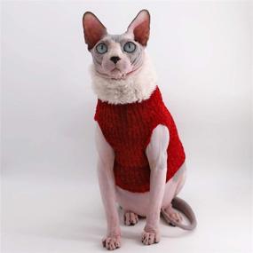 img 2 attached to 🐈 Winter Warm Faux Fur Sweater Outfit for Sphynx Cats, Fashionable High Collar Coat for Cats, Pajamas and Apparel for Small Dogs, Hairless Cat Shirts and Sweaters