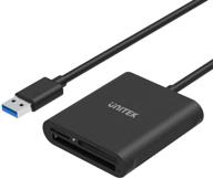 📸 unitek 3-slot usb 3.0 compact card reader - simultaneously reads 3 cards, aluminum sd micro sd cf adapter for flash memory cards, black logo