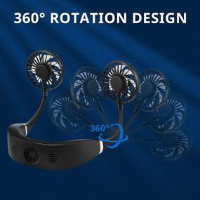 img 2 attached to 🌀 Black Neck Fan - Body Fan, Face Fan with Powerful Airflow, Silent, 3 Speed Settings, 360° Rotation, 3000mAh Rechargeable Battery Personal Fan, Ideal for Sports, Work, Travel, Office, Reading