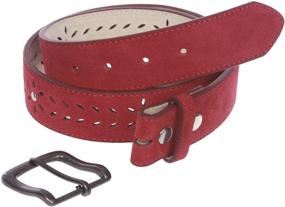 img 2 attached to 👩 Suede Perforated Studded Leather Women's Accessories Belts for Women