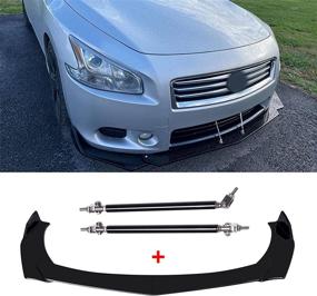 img 4 attached to Universal Front Bumper Lip Chin Spoiler PP Front Bumper Lip Sopiler Wing Body With Black 8&#34