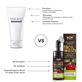img 1 attached to 🍎 WOW Apple Cider Vinegar Exfoliating Face Wash: Hydrating Foaming Cleanser, 150ml