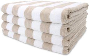 img 4 attached to 🏖️ Arkwright Oversized Beach Towels 4-Pack: 30x70 Perfect Beige Striped Towels, Ringspun Cotton, Double Yarn Strength - Ideal for Pool, Beach, Bath