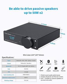 img 2 attached to 🔊 Fosi Audio DA-2120A Блютуз Усилитель Стерео Hi-Fi 2.1 канальный беспроводной поток aptX, 24 бит / 192 кГц класс D компактный мини-усилитель с интегрированным USB ЦАП коаксиальный оптический вход, поддержка сабвуфера и пульт дистанционного управления