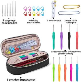 img 3 attached to 🧶 YARWO Crochet Hooks Set with Case, 9 Ergonomic Crochet Hooks, Large Eye Blunt Needles and Crochet Accessories in Black