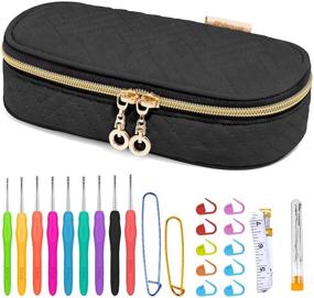 img 4 attached to 🧶 YARWO Crochet Hooks Set with Case, 9 Ergonomic Crochet Hooks, Large Eye Blunt Needles and Crochet Accessories in Black