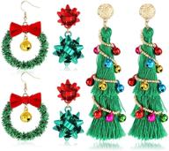 nvenf christmas earrings for women - xmas bow wreath earrings with long tassel - festive gifts for girls - holiday accessory - christmas tree earrings logo