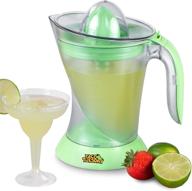 🍹 nostalgia electric lime juicer & margarita kit with taco tuesday theme - holds margaritas, daiquiris, smoothies, slushies - includes salt/sugar rimmer, four 8-oz. glasses, 32-ounce capacity - green logo