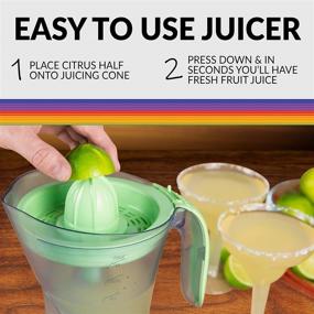 img 2 attached to 🍹 Nostalgia Electric Lime Juicer & Margarita Kit with Taco Tuesday Theme - Holds Margaritas, Daiquiris, Smoothies, Slushies - Includes Salt/Sugar Rimmer, Four 8-Oz. Glasses, 32-Ounce Capacity - Green