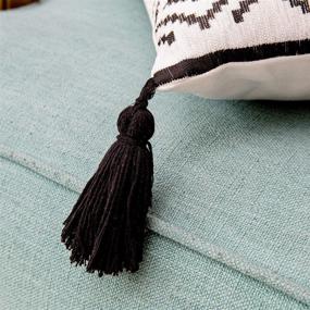 img 1 attached to 🌿 Boho Throw Pillow Covers 18X18 Inch, Set of 2 - Black and White Cotton Woven Decorative Throw Pillow Covers with Tassels for Sofa, Bedroom, and Living Room