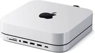 🔌 satechi type-c stand & hub with ssd enclosure – innovative patented design – ideal for m.2 sata ssd, usb-c data port, micro/sd card readers, usb-a & headphone jack port - compatible with 2020 m1 mac mini (silver) logo