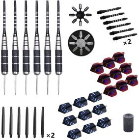 img 3 attached to WINSDART Steel Tip Darts Set 12 Pack - 22 Grams | Non-slip Iron Barrel | Aluminum Dart Shafts | 2 Style Flights | Darts Sharpener | Gift Box