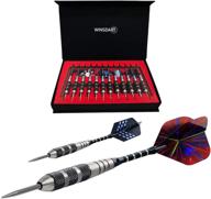 winsdart steel tip darts set 12 pack - 22 grams | non-slip iron barrel | aluminum dart shafts | 2 style flights | darts sharpener | gift box логотип