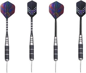 img 1 attached to WINSDART Steel Tip Darts Set 12 Pack - 22 Grams | Non-slip Iron Barrel | Aluminum Dart Shafts | 2 Style Flights | Darts Sharpener | Gift Box