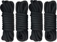 premium double braided nylon dock lines - 4 pack, 15 feet x 3/8 inch, with 12-inch eyelet - rainier supply co - black - ideal boat accessories for mooring логотип