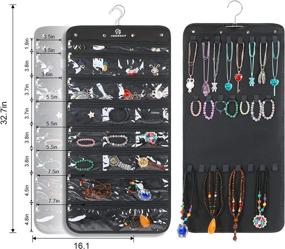 img 3 attached to 📿 Freegrace Premium Hanging Jewelry Organizer - Revolving Hanger - Zipper Closure - 25 Pockets & 23 Hooks - Foldable Storage & Display Solution - For All Jewelry & Bijoux - Black