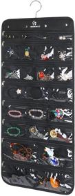 img 4 attached to 📿 Freegrace Premium Hanging Jewelry Organizer - Revolving Hanger - Zipper Closure - 25 Pockets & 23 Hooks - Foldable Storage & Display Solution - For All Jewelry & Bijoux - Black