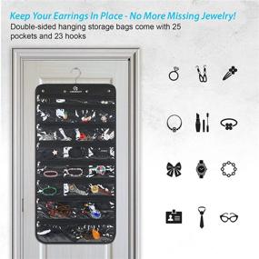 img 1 attached to 📿 Freegrace Premium Hanging Jewelry Organizer - Revolving Hanger - Zipper Closure - 25 Pockets & 23 Hooks - Foldable Storage & Display Solution - For All Jewelry & Bijoux - Black